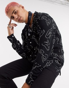 Боди черного цвета с принтом ASOS DESIGN-Черный