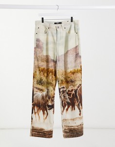 Коричневые джинсы с принтом «лошади» Jaded London-Коричневый