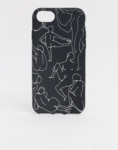 Черный чехол для iPhone 6/7/8 с силуэтами девушек Monki