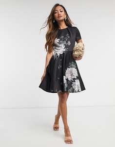 Приталенное платье мини с цветочным принтом Ted Baker luicy clove-Черный