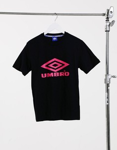 Черная прямая футболка с логотипом Umbro-Черный