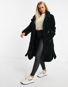 Черное длинное пальто из искусственного меха NA-KD-Черный