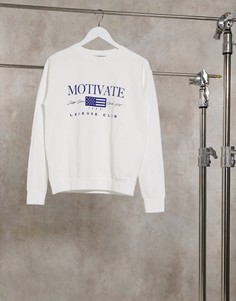 Свитшот белого цвета с принтом «Motivate Leisure Club» ASOS DESIGN-Белый