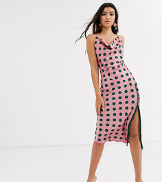 Атласное платье макси в горошек Outrageous Fortune-Мульти