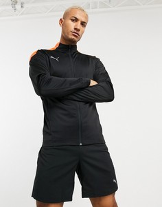 Пуловер с контрастной вставкой и молнией 1/4 Puma Football-Черный
