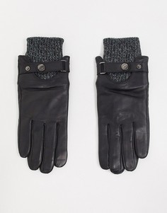 Кожаные перчатки с кнопками и манжетами (подходят для работы с сенсорными экранами) Barneys Original-Черный Barney's Originals