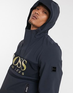 Сине-золотистая куртка с капюшоном и логотипом BOSS Athleisure-Темно-синий