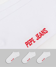 Набор из трех пар спортивных носков белого цвета Pepe Jeans dan-Белый