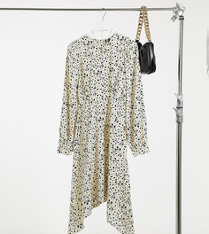 Бежевое платье мини с каскадным подолом в крапинку Vero Moda Tall-Мульти