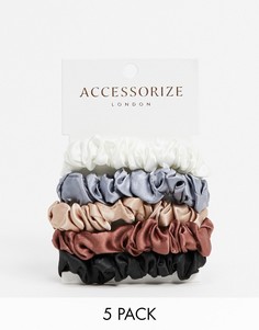 Набор из 5 разноцветных мини-резинок для волос Accessorize-Мульти