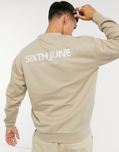 Бежевый свитшот с логотипом Sixth June-Neutral