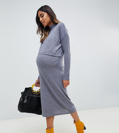 Трикотажное платье-джемпер ASOS DESIGN Maternity Nursing eco-Серый