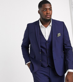 Однотонный узкий пиджак Harry Brown Plus-Темно-синий