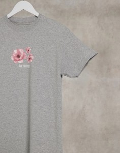 Серая oversized-футболка с надписью in bloom Heartbreak-Серый