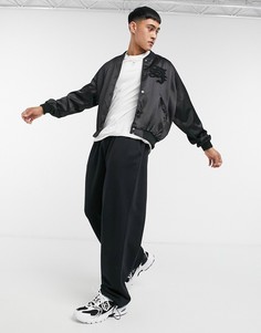 Черный бомбер из материала с блеском Sixth June