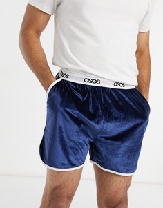 Темно-синие велюровые беговые шорты для дома ASOS DESIGN-Темно-синий