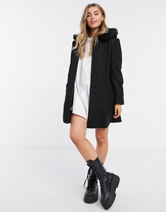 Черное пальто с капюшоном Liquorish-Черный цвет