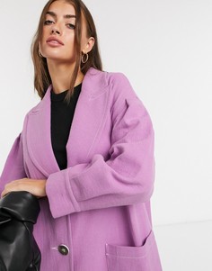 Длинное пальто лавандового цвета с присборенными рукавами Palones-Фиолетовый цвет