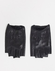 Черные перчатки с тиснением логотипа Karl Lagerfeld-Черный цвет