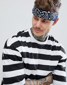 Темно-синяя бандана из органического хлопка с принтом пейсли ASOS DESIGN-Темно-синий