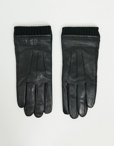 Черные кожаные перчатки с манжетами для сенсорных гаджетов Barneys Original-Черный цвет Barney's Originals