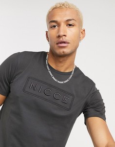 Темно-серая футболка с вышитым логотипом Nicce-Серый
