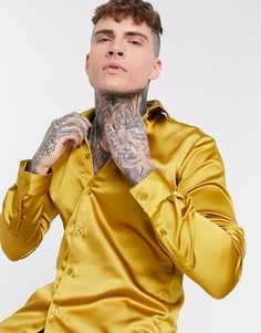 Узкая рубашка горчичного цвета Twisted Tailor-Желтый