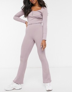 Лавандовые расклешенные брюки в рубчик Cotton:On-Фиолетовый цвет