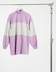 Фиолетовое платье-футболка на молнии в полоску Bershka-Фиолетовый