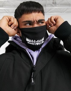 Черная маска для лица со светоотражающим принтом с зубами Sixth June-Черный