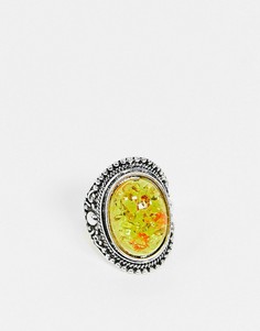 Кольцо с оранжевым камнем SVNX-Серебристый 7X