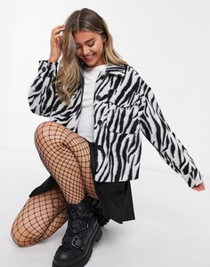 Куртка-рубашка с принтом «зебры» Bershka-Многоцветный