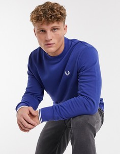 Свитшот с круглым вырезом морского синего цвета Fred Perry-Голубой