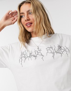 Белая oversized-футболка с графичным принтом Bershka x Billie Eilish-Белый