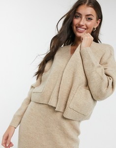 M Lounge relaxed cardigan with pockets co-ord-Neutral