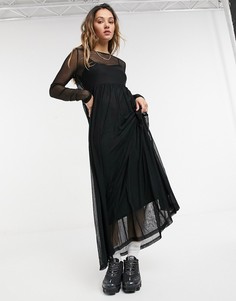 Сетчатое платье макси черного цвета Noisy May-Черный цвет