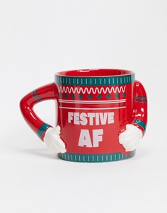 Новогодняя кружка Typo с надписью "FESTIVE AF"-Многоцветный