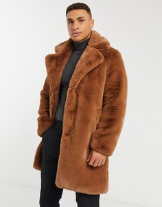 Пальто из искусственного меха Gianni Feraud-Коричневый цвет