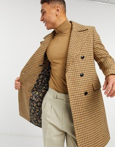 Двубортное пальто в клетку Gianni Feraud-Коричневый цвет