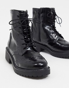 Черные броги со шнуровкой London Rebel-Черный цвет