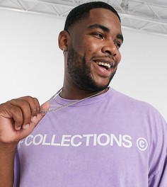 Плотная oversized-футболка с логотипом и горловиной с окантовкой ASOS Dark Future Plus-Фиолетовый