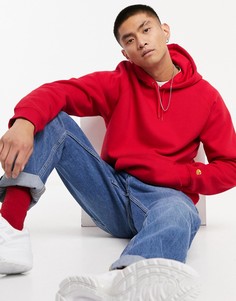 Красный свитшот с капюшоном и золотистыми элементами Carhartt WIP