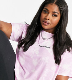 Oversized-футболка с принтом тай-дай New Girl Order Curve-Розовый цвет