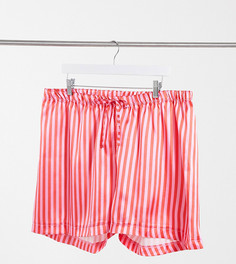Атласные шорты для сна в розовую полоску Outrageous Fortune Plus-Многоцветный