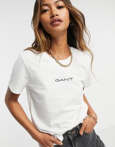 Белая футболка с небольшим логотипом на груди GANT-Белый