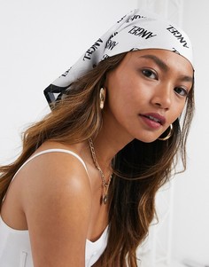 Платок из полисатина с принтом "Angel" и каймой ASOS DESIGN-Многоцветный