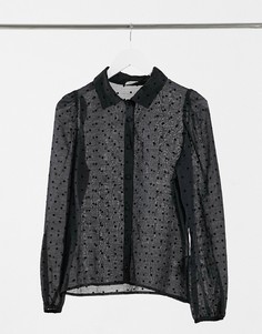 Черная рубашка с бархатистым принтом в горох Pimkie-Черный цвет