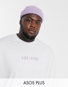 Лонгслив в стиле oversized с вставкой по низу и логотипом ASOS Dark Future Plus-Белый