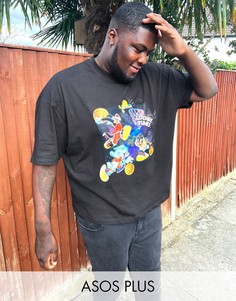 Трикотажный топ с баскетбольным принтом "Looney Tunes" ASOS DESIGN Plus-Черный