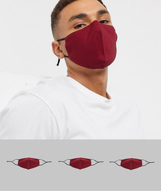 3 бордовые маски для лица с регулируемыми ремешками ASOS DESIGN​​​​​​​-Красный